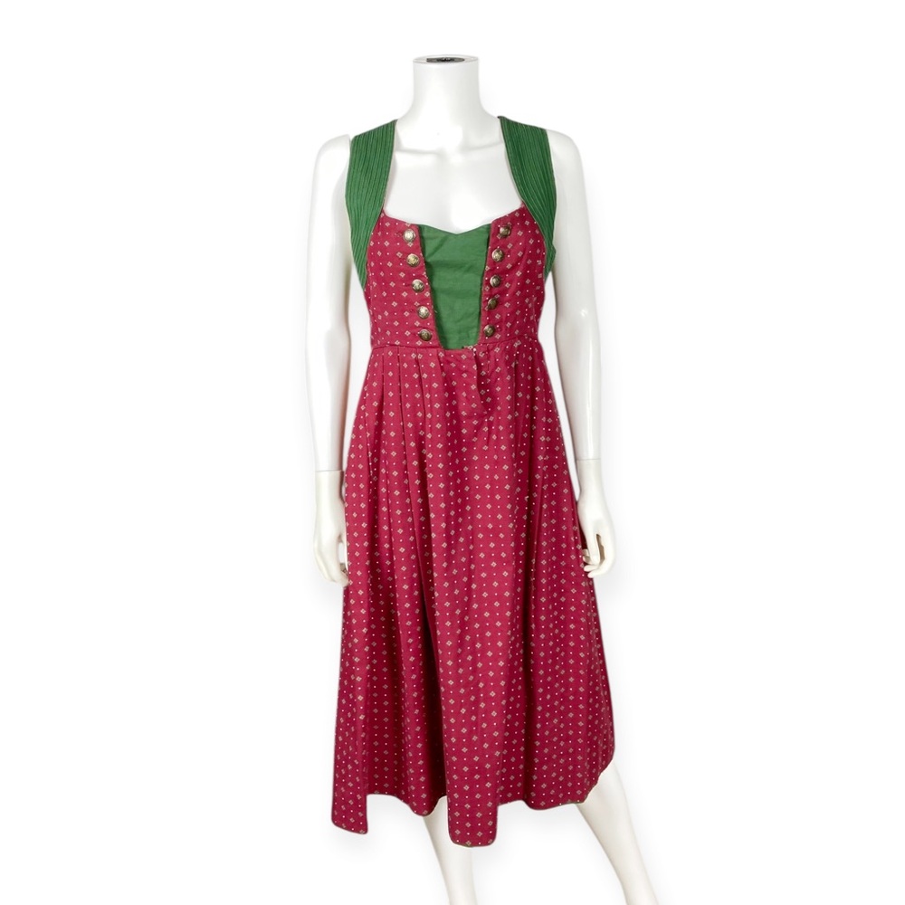 Vintage Red & Green Dirndl Dress